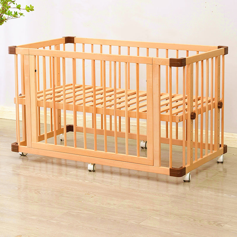 Wooden Pure Color Nursery Crib Scandinavian Crib with Storage