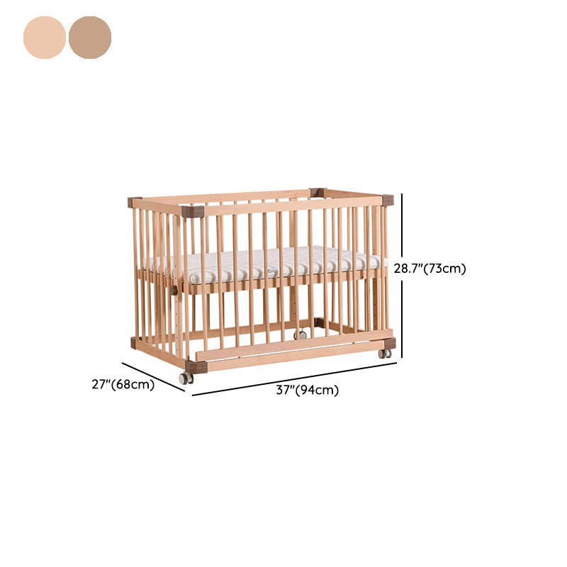 Wooden Pure Color Nursery Crib Scandinavian Crib with Storage