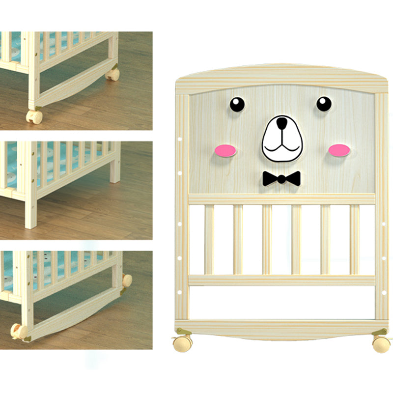 Farmhouse Wooden Nursery Bed Storage Arched Crib with Wheels