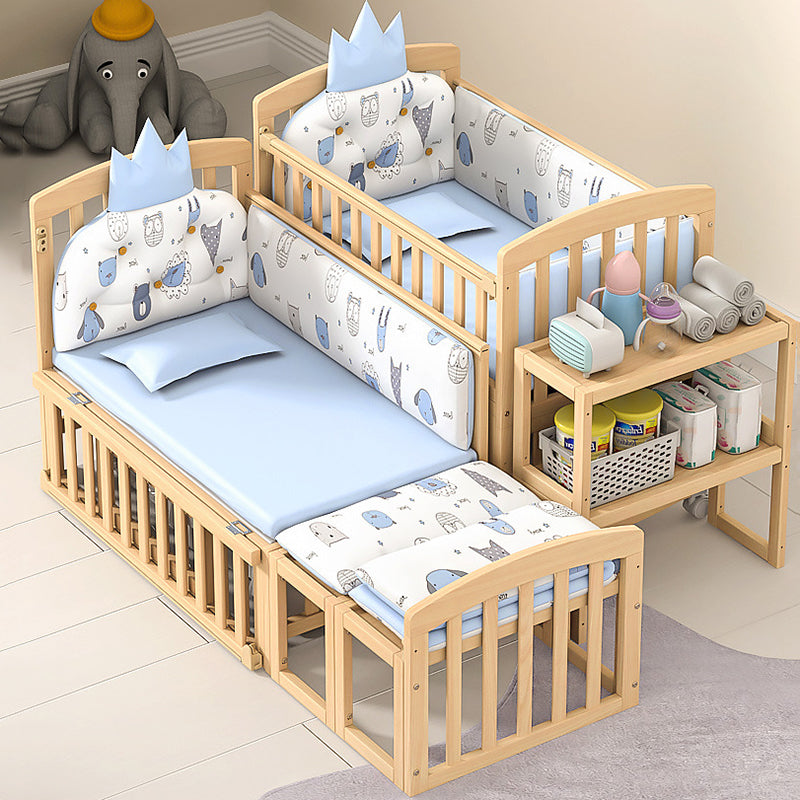 Natural Solid Wood Crib Cradle Square / Rectangle Convertible Crib Cradle