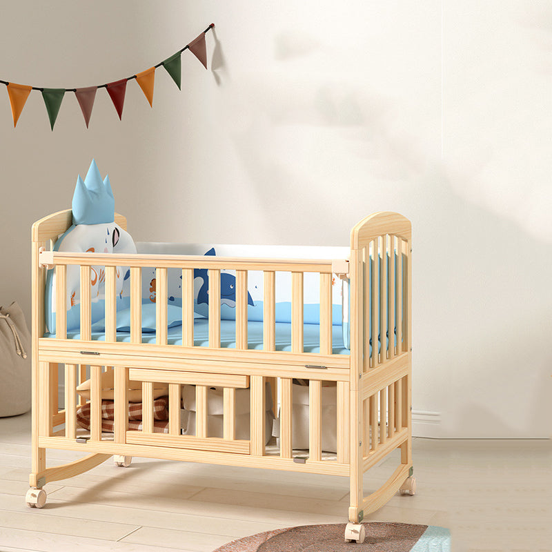 Natural Solid Wood Crib Cradle Square / Rectangle Convertible Crib Cradle