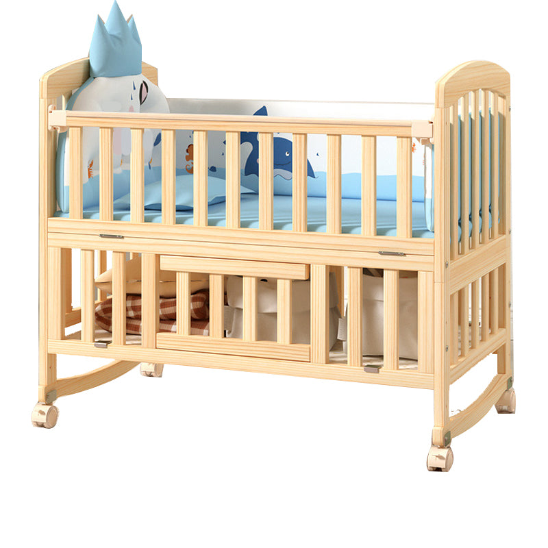 Natural Solid Wood Crib Cradle Square / Rectangle Convertible Crib Cradle