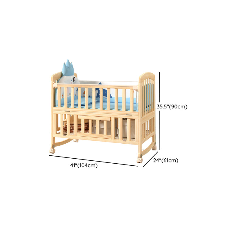 Natural Solid Wood Crib Cradle Square / Rectangle Convertible Crib Cradle