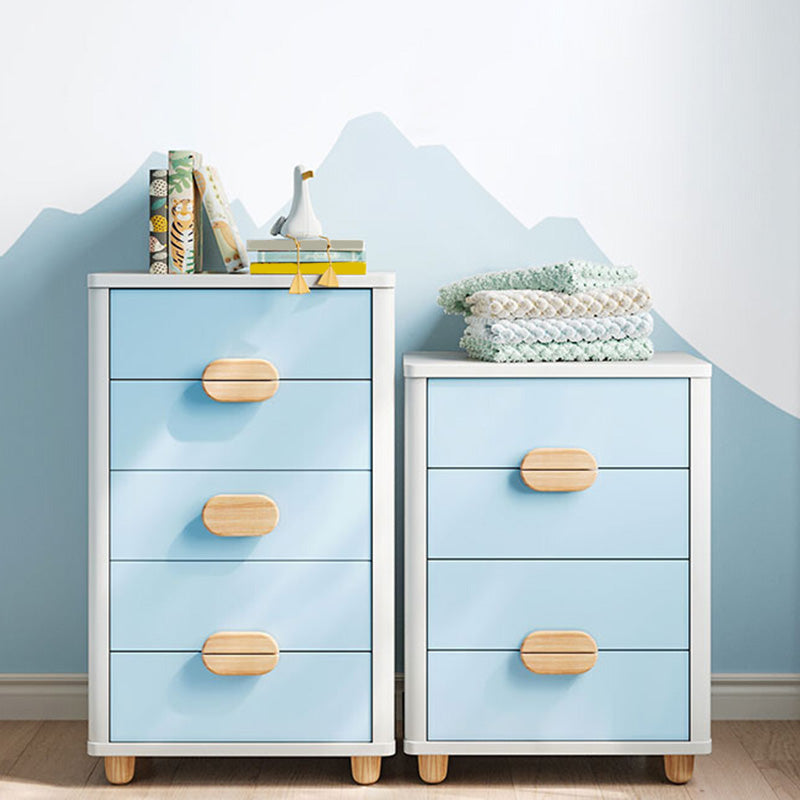 Blue Scandinavian Baby Dresser Vertical Wooden Kids Furniture