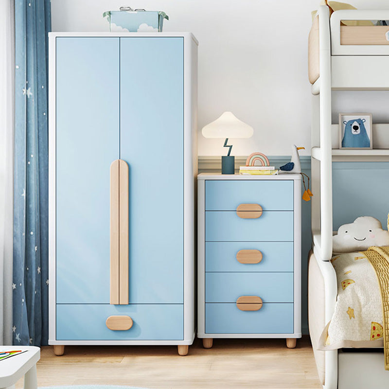 Blue Scandinavian Baby Dresser Vertical Wooden Kids Furniture