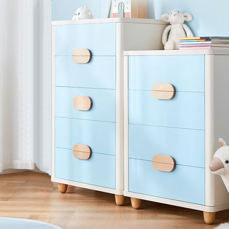 Blue Scandinavian Baby Dresser Vertical Wooden Kids Furniture