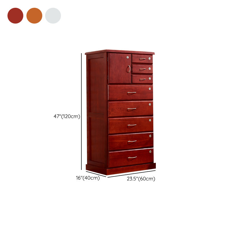 Wooden Wine Red Baby Dresser 8 Drawers Vertical Scandinavian Baby Dresser