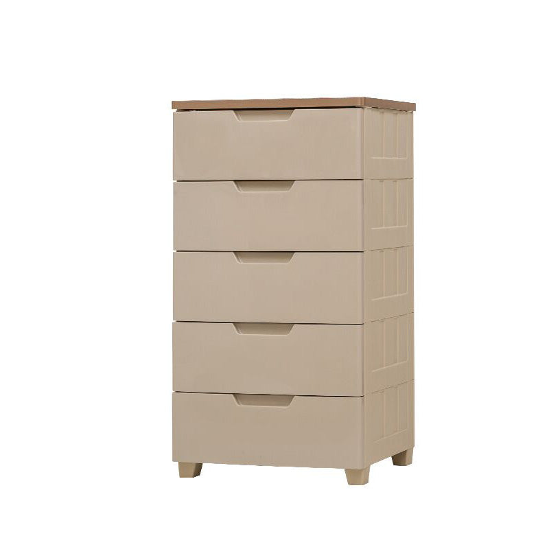 Vertical White Baby Dresser Scandinavian 5 Drawers Plastic Kids Furniture