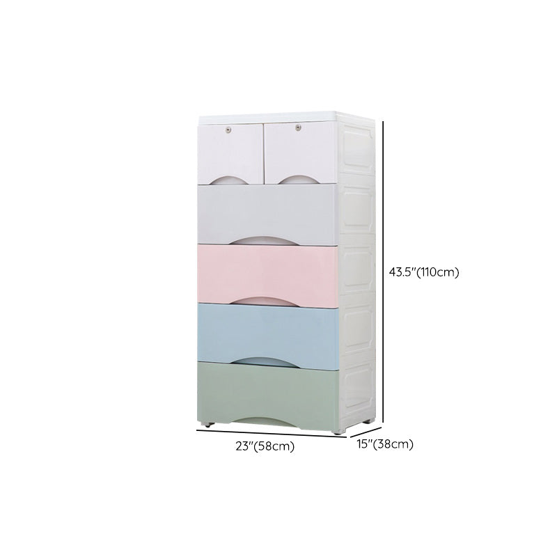 Plastic 5 Drawers Kids Furniture Pink Scandinavian Dresser for Kids