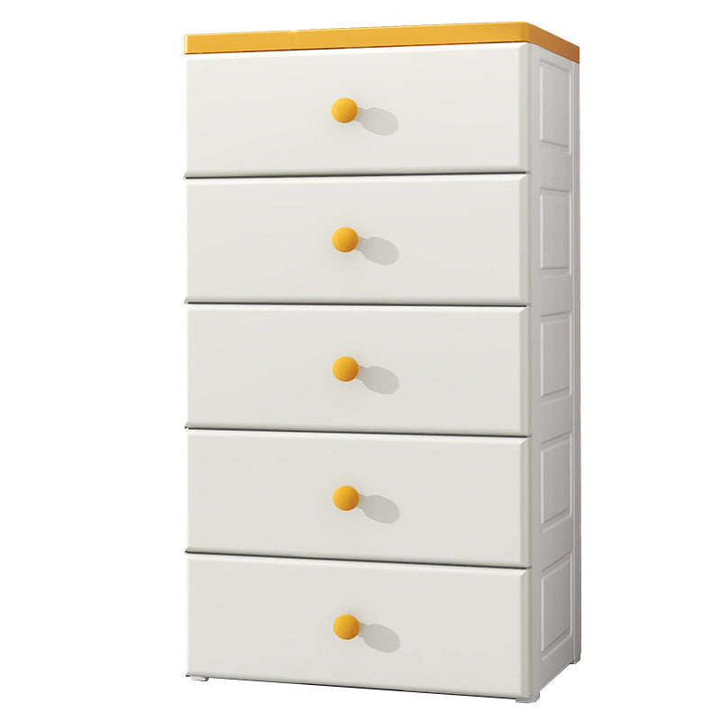 Northern European Vertical Kids Nightstand 5 Drawers Plastic Nursery Dresser for Home