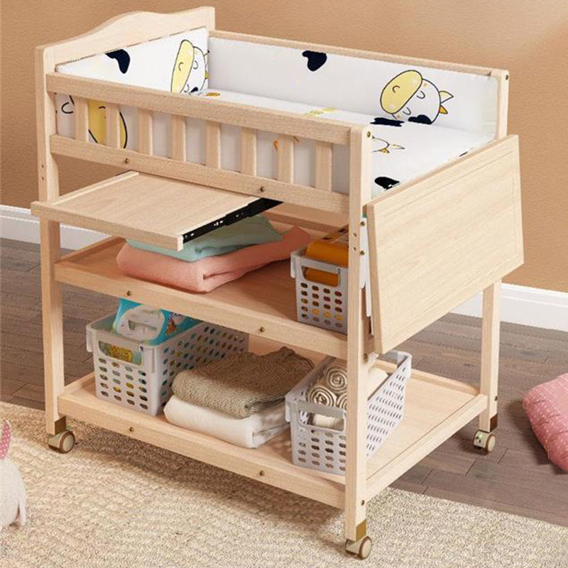 Wooden Shelf Changing Table Storage Flat Top Baby Changing Table with Pad