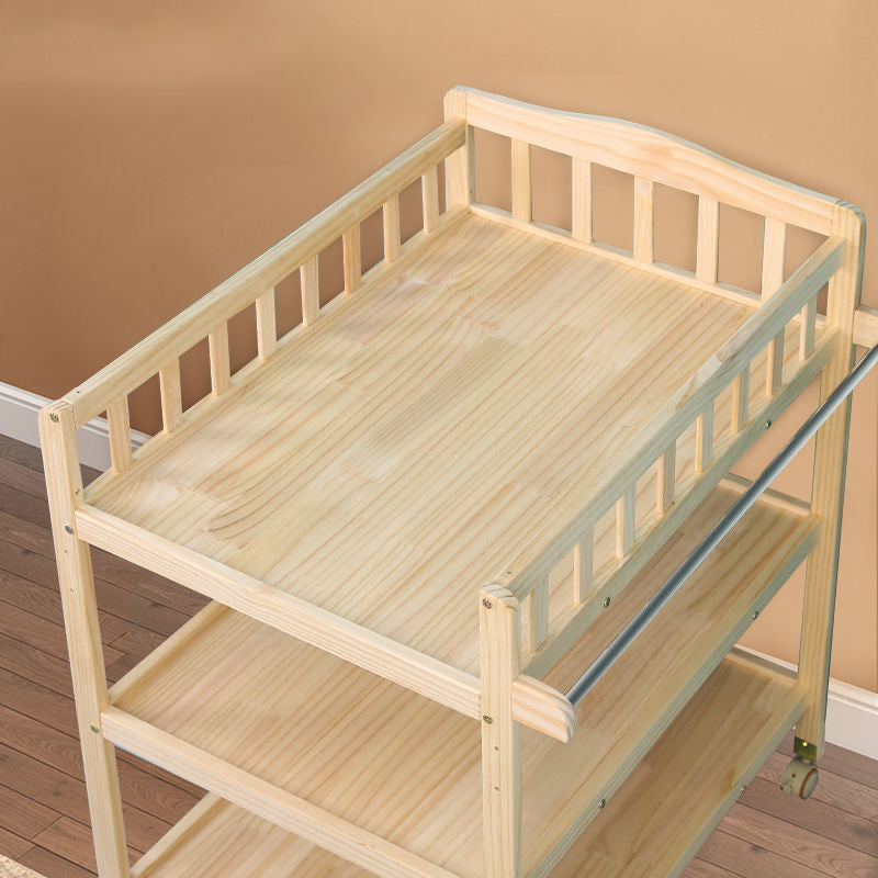 Wooden Shelf Changing Table Storage Flat Top Baby Changing Table with Pad