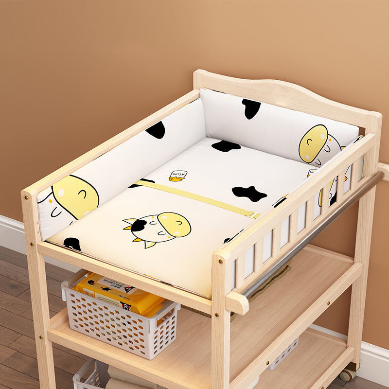 Wooden Shelf Changing Table Storage Flat Top Baby Changing Table with Pad