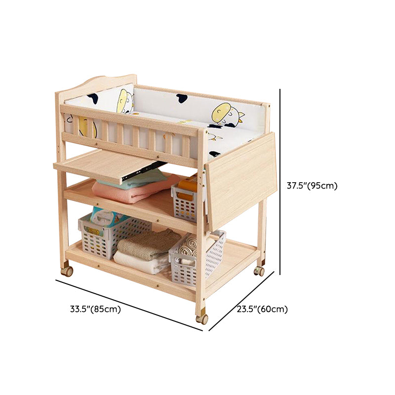 Wooden Shelf Changing Table Storage Flat Top Baby Changing Table with Pad