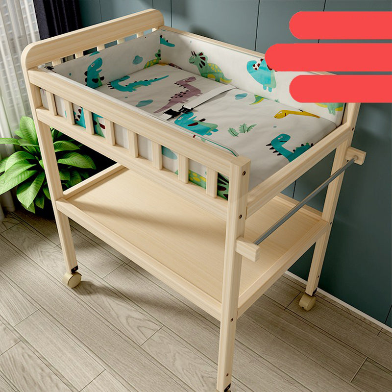 Wooden Shelf Baby Changing Table with Pad, Flat Top 2-in-1 Changing Table with Storage