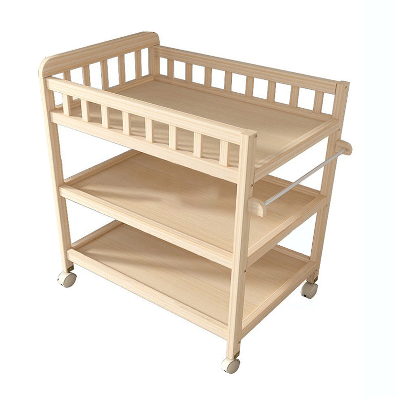 Wooden Shelf Baby Changing Table with Pad, Flat Top 2-in-1 Changing Table with Storage