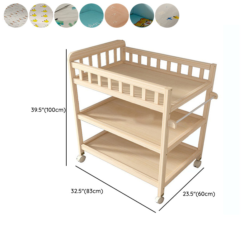 Wooden Shelf Baby Changing Table with Pad, Flat Top 2-in-1 Changing Table with Storage