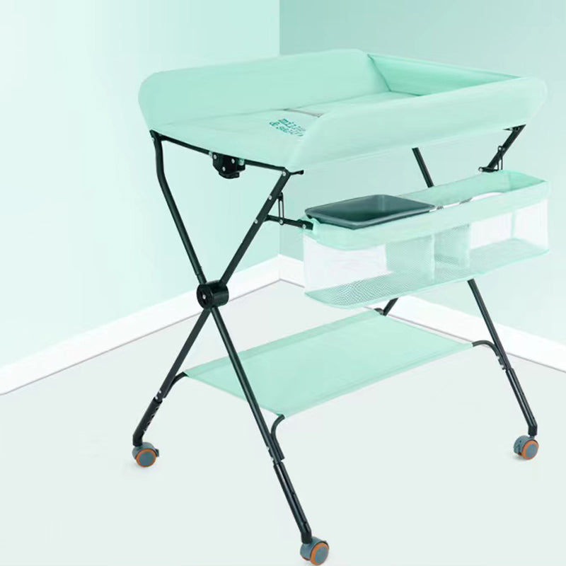 Folding Baby Changing Table Basket Portable Changing Table with Pad