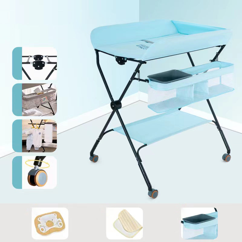 Folding Baby Changing Table Basket Portable Changing Table with Pad