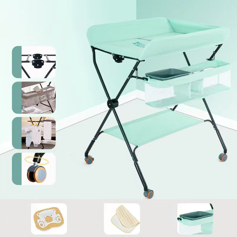 Folding Baby Changing Table Basket Portable Changing Table with Pad