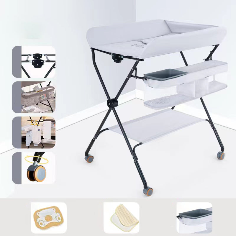 Folding Baby Changing Table Basket Portable Changing Table with Pad