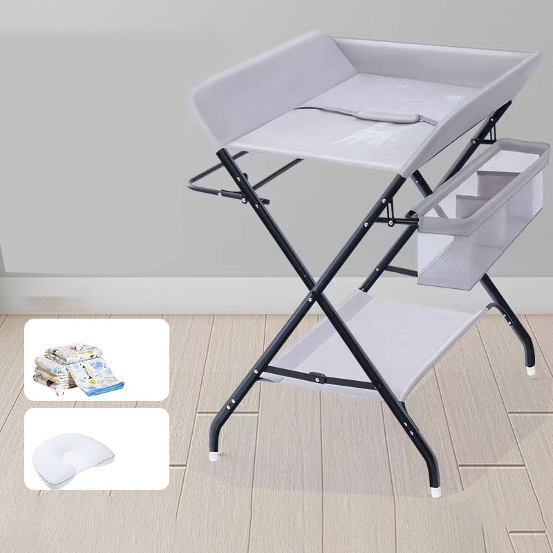 Folding Baby Changing Table Basket Portable Changing Table with Pad