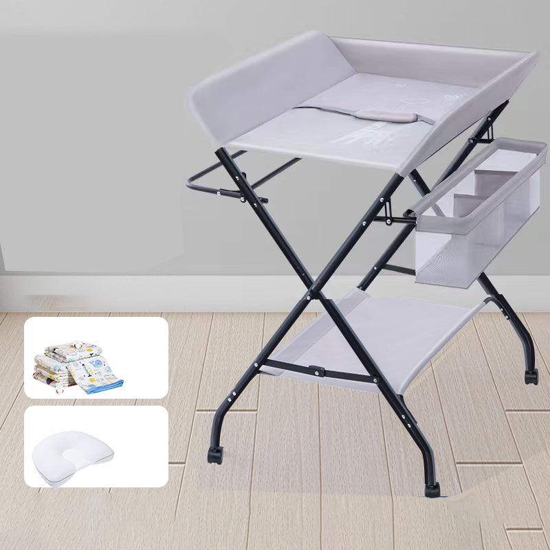 Folding Baby Changing Table Basket Portable Changing Table with Pad