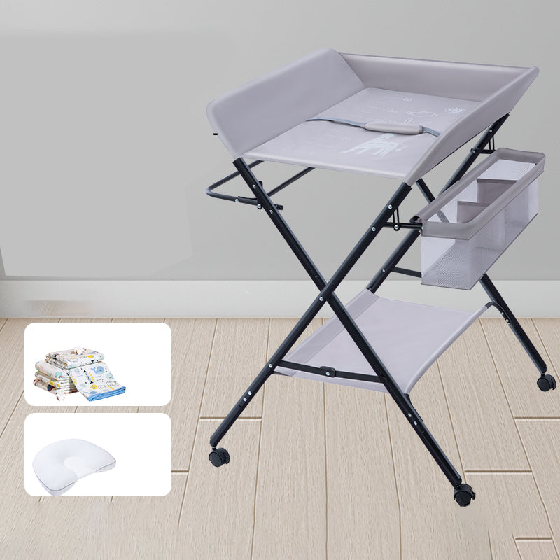 Folding Baby Changing Table Basket Portable Changing Table with Pad