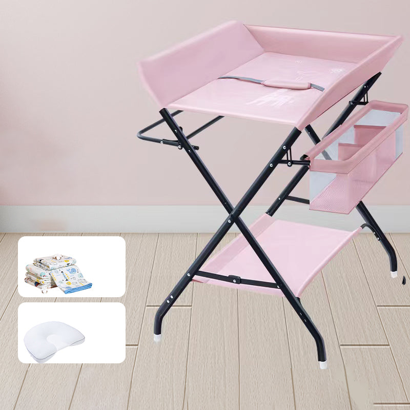 Folding Baby Changing Table Basket Portable Changing Table with Pad