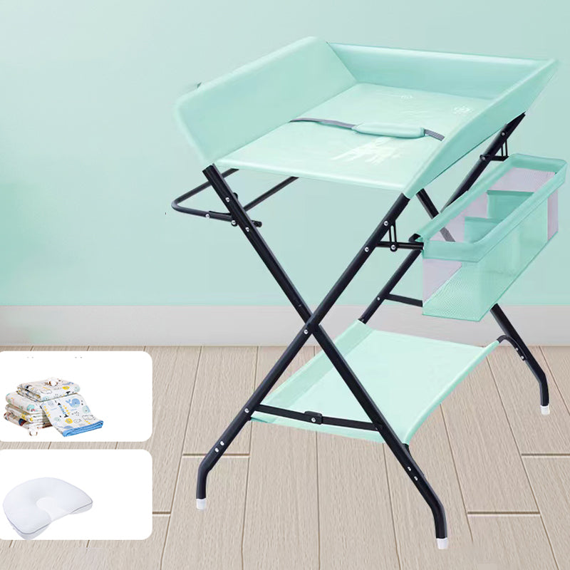 Folding Baby Changing Table Basket Portable Changing Table with Pad