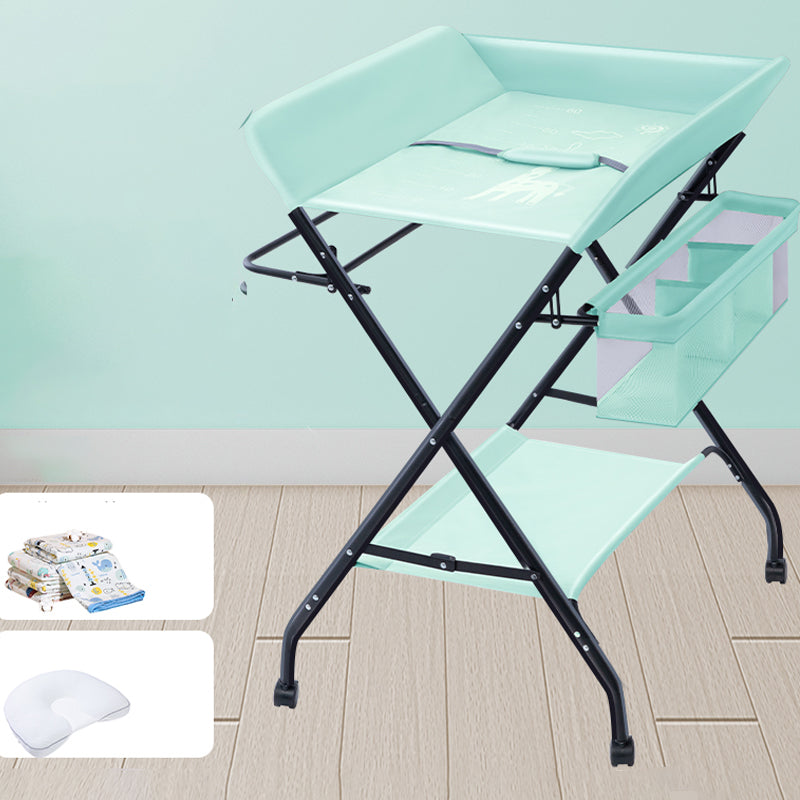 Folding Baby Changing Table Basket Portable Changing Table with Pad