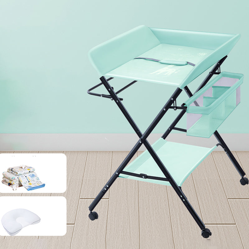 Folding Baby Changing Table Basket Portable Changing Table with Pad