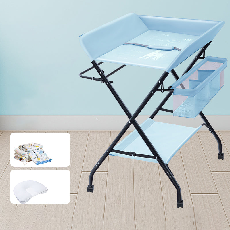 Folding Baby Changing Table Basket Portable Changing Table with Pad