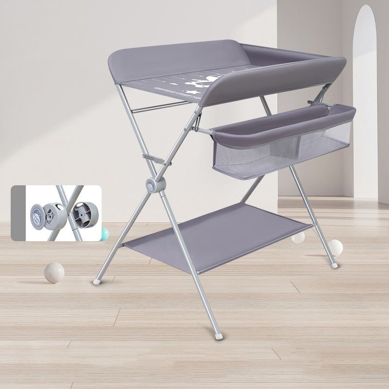 Modern Metal Baby Changing Table Folding Changing Table with Safety Rails