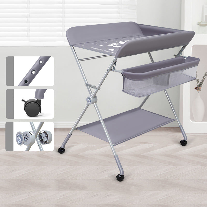 Modern Metal Baby Changing Table Folding Changing Table with Safety Rails