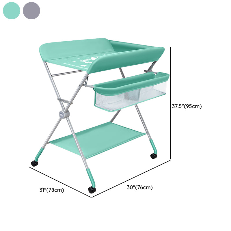 Modern Metal Baby Changing Table Folding Changing Table with Safety Rails