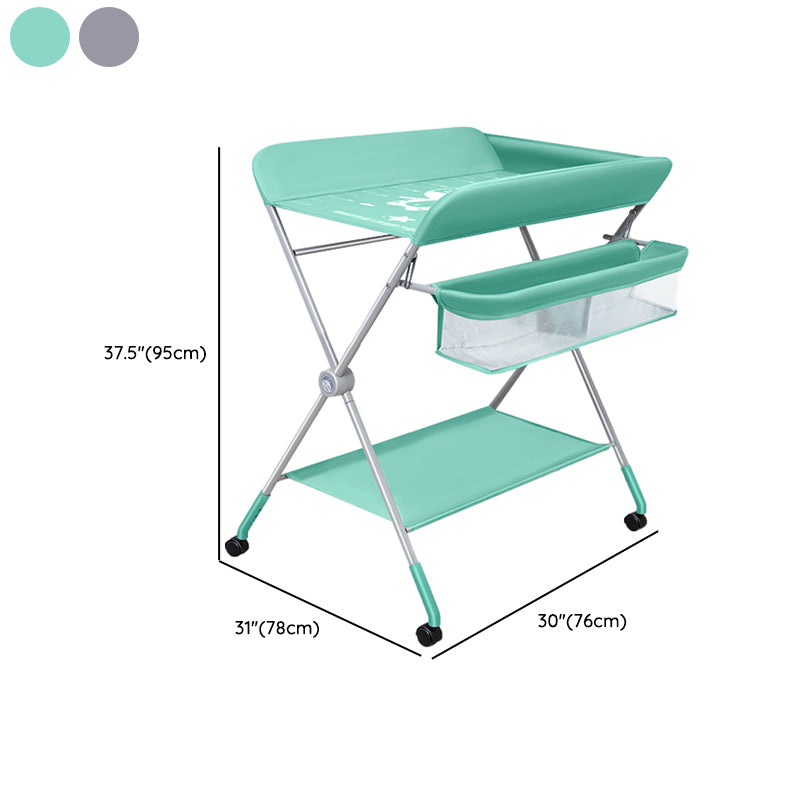 Modern Metal Baby Changing Table Folding Changing Table with Safety Rails