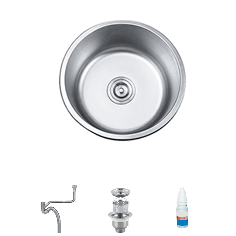 Round Single Bowl Kitchen Sink Stainless Steel Sink with Drain Strainer Kit