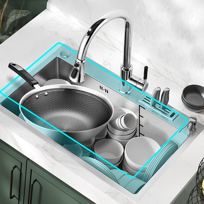 Soundproof Kitchen Sink Overflow Hole Design Stainless Steel Kitchen Sink with Faucet