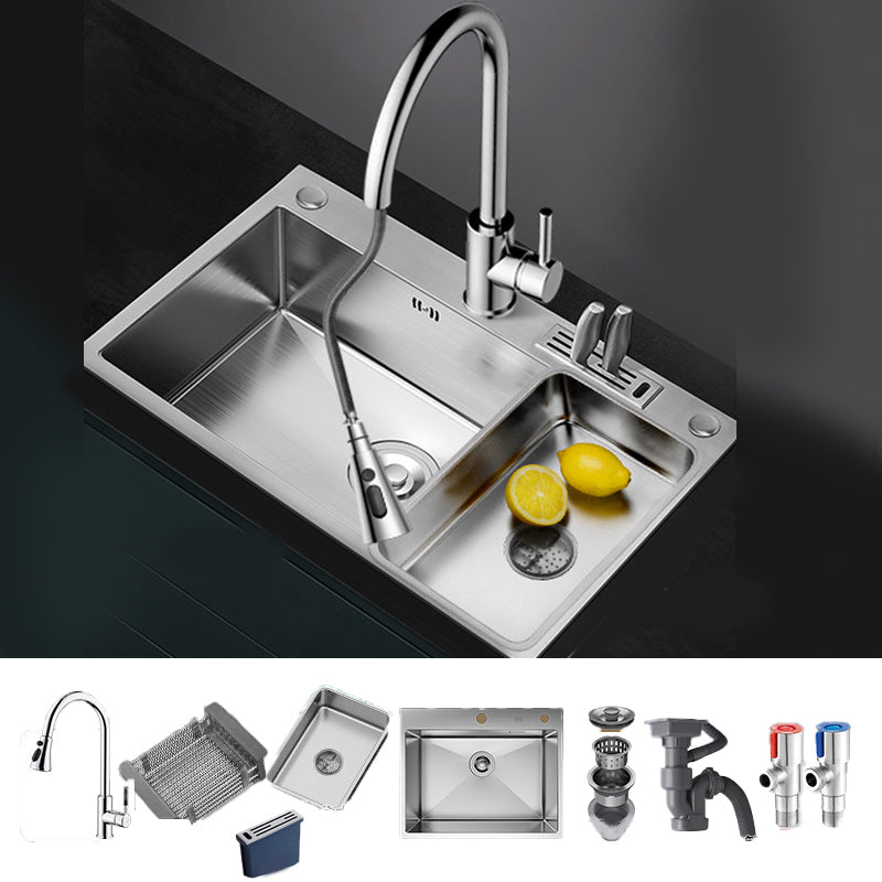 Soundproof Kitchen Sink Overflow Hole Design Stainless Steel Kitchen Sink with Faucet