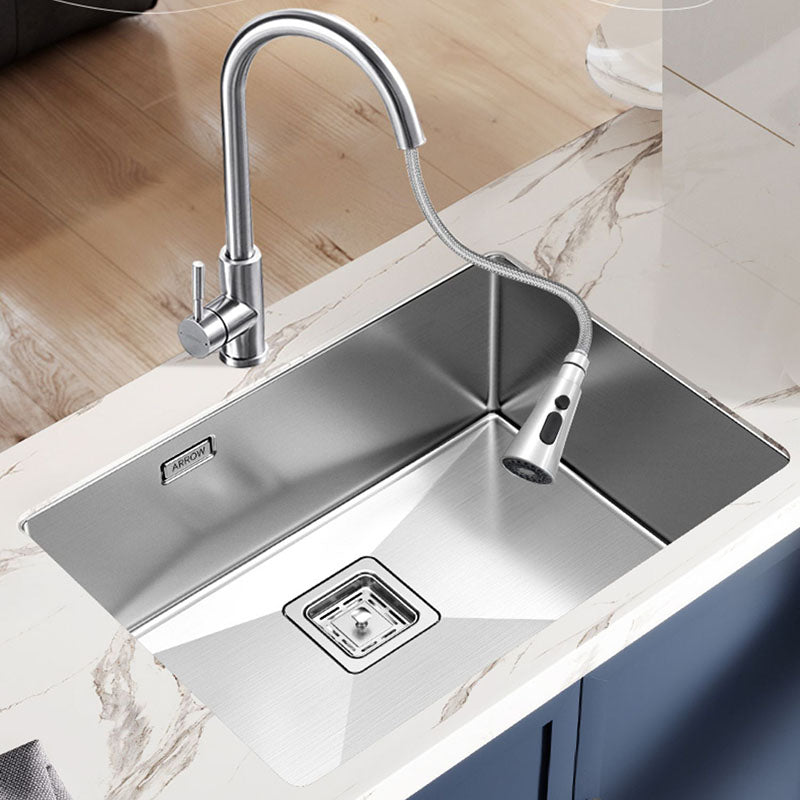 Kitchen Sink Stainless Steel Overflow Hole Design Kitchen Sink with Faucet