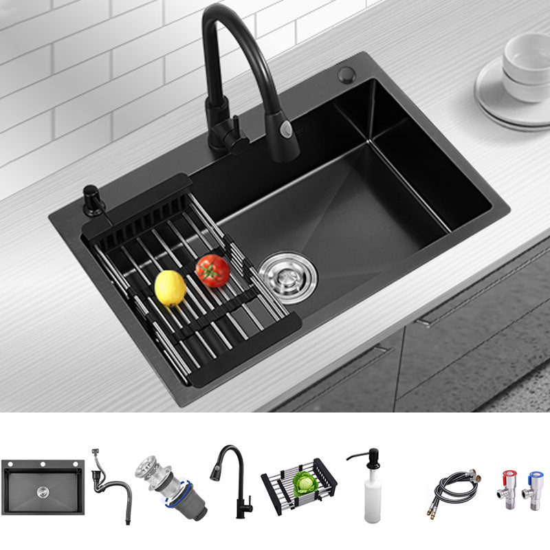 Kitchen Sink Noise-cancelling Design Stainless Steel Drop-In Kitchen Sink with Faucet