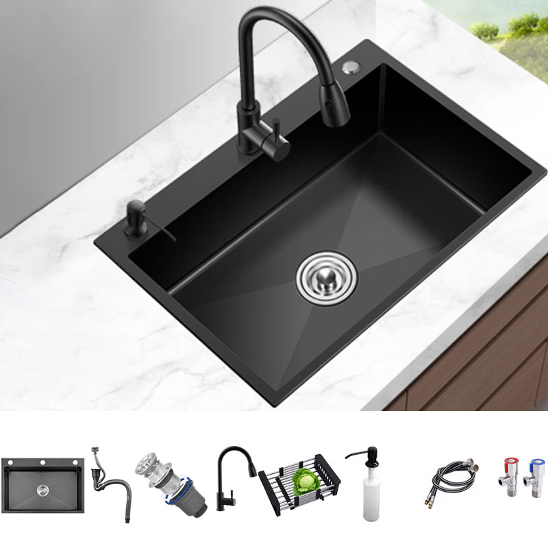 Kitchen Sink Noise-cancelling Design Stainless Steel Drop-In Kitchen Sink with Faucet