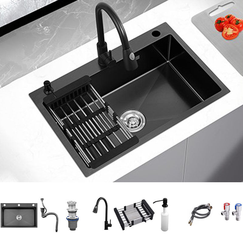 Kitchen Sink Noise-cancelling Design Stainless Steel Drop-In Kitchen Sink with Faucet