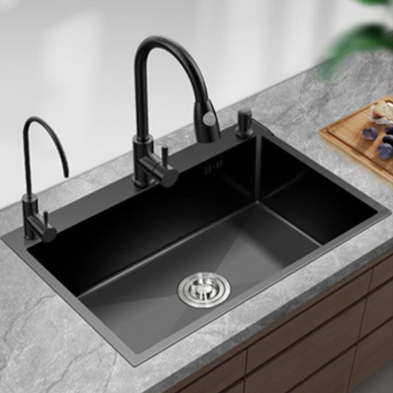 Kitchen Sink Noise-cancelling Design Stainless Steel Drop-In Kitchen Sink with Faucet