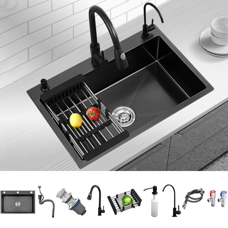 Kitchen Sink Noise-cancelling Design Stainless Steel Drop-In Kitchen Sink with Faucet