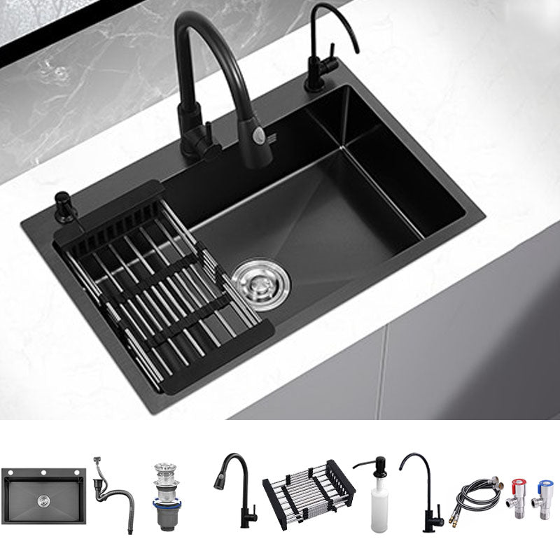 Kitchen Sink Noise-cancelling Design Stainless Steel Drop-In Kitchen Sink with Faucet