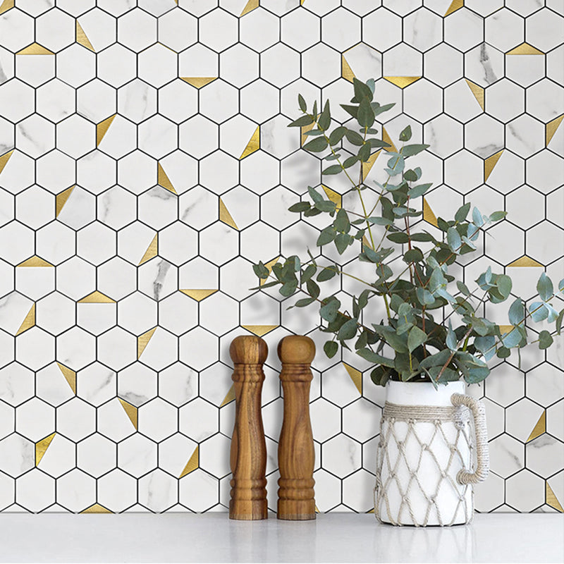 Hexagonal Modern Peel and Stick Tiles Mosaic Tile Peel and Stick Backsplash