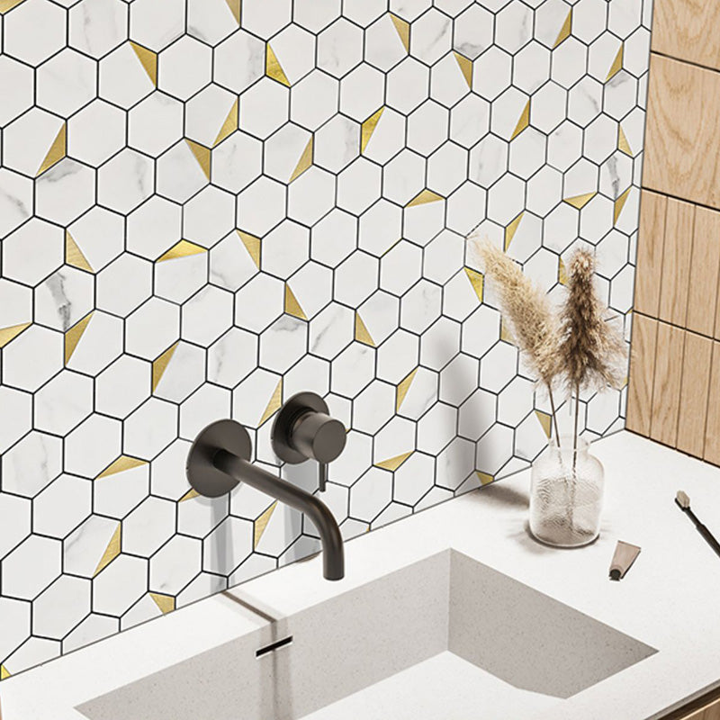 Hexagonal Modern Peel and Stick Tiles Mosaic Tile Peel and Stick Backsplash