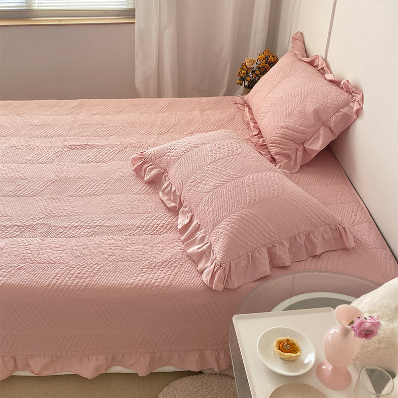 Pure Color Bed Sheet Set Modern Elegant Fitted Sheet for Bedroom